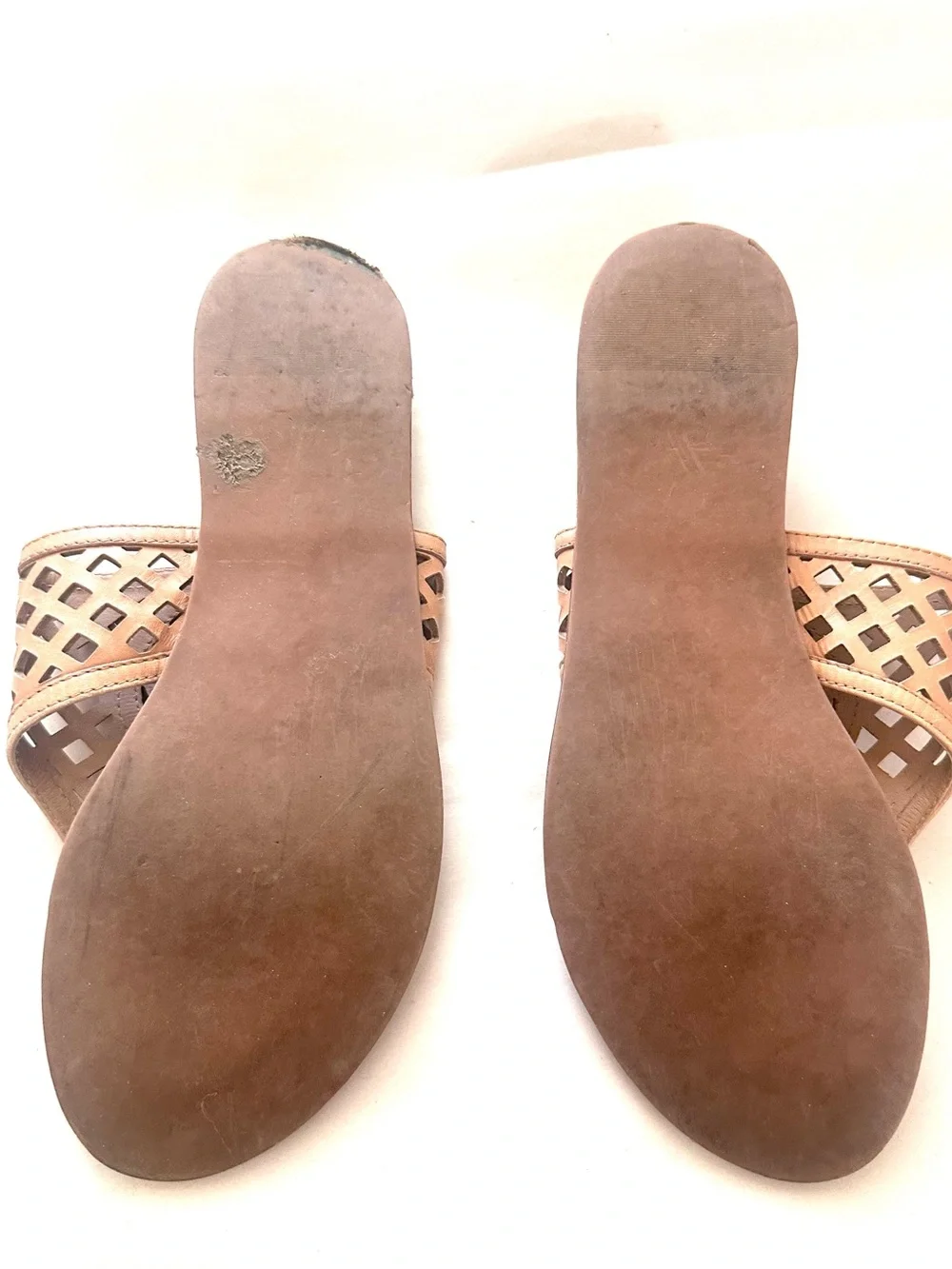 Tory Burch Tan Leather Cutout Thong Sandals
